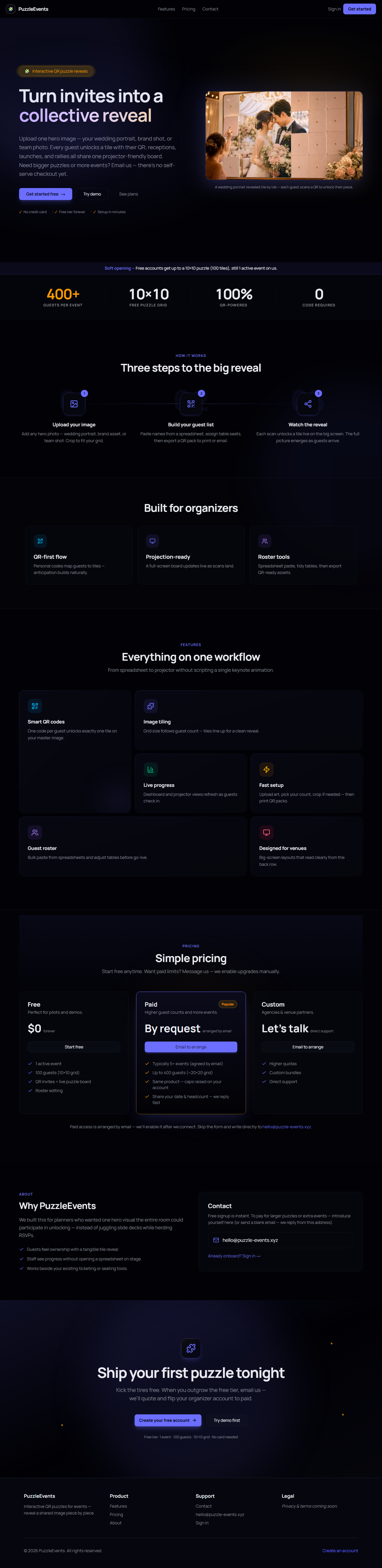 Puzzle Events website